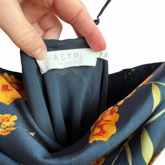 ASTR The Label - Gaia Floral Satin Cowlneck Midi-Dress - Picture 7 of 8